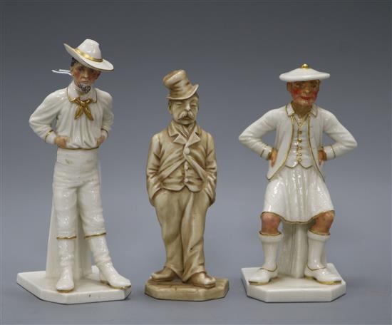 Three Royal Worcester figures: A Scotsman, Cowboy and Vagabond tallest 17cm